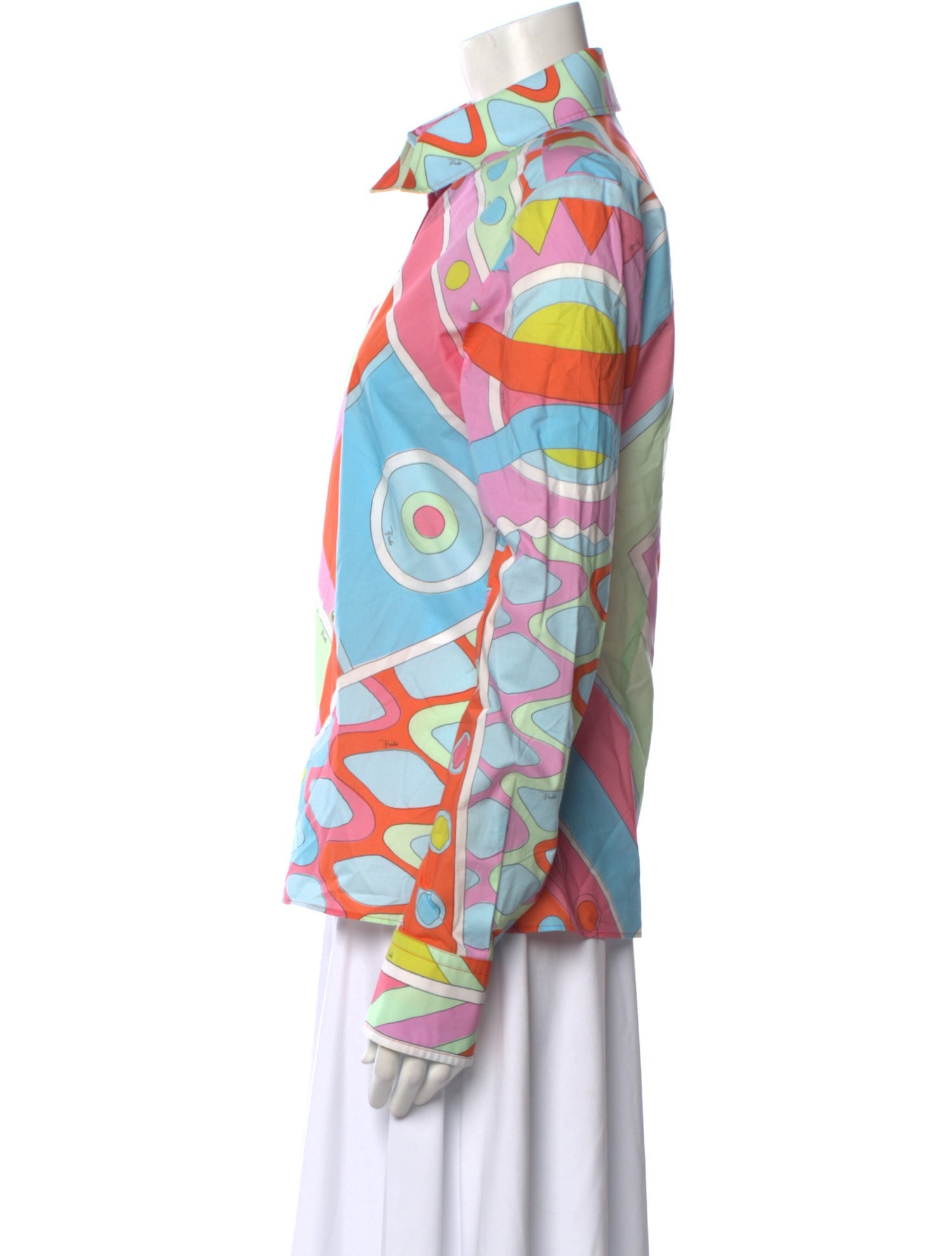 Emilio Pucci Printed Long Sleeve Button-Up Top