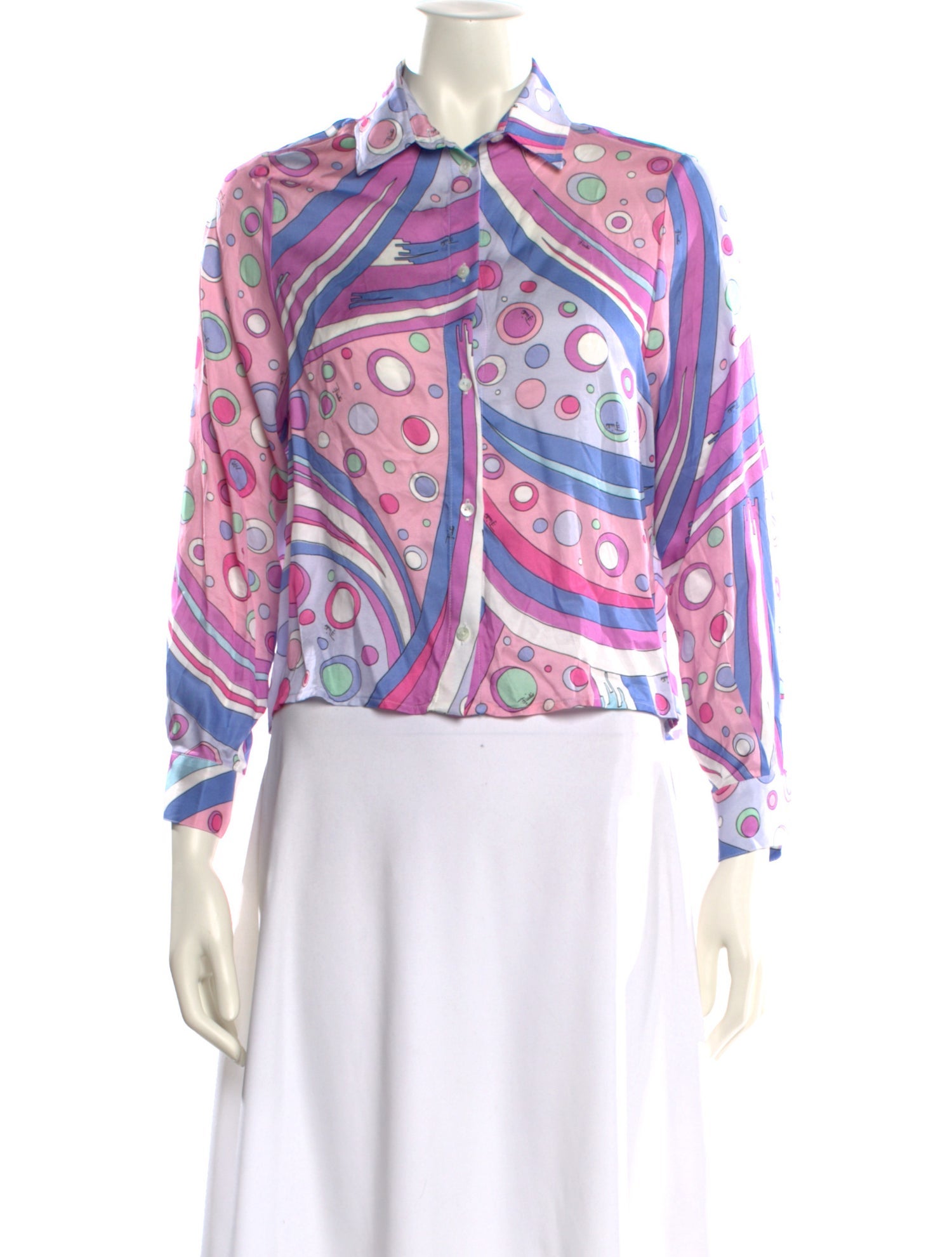 Emilio Pucci Printed Long Sleeve Button-Up Top