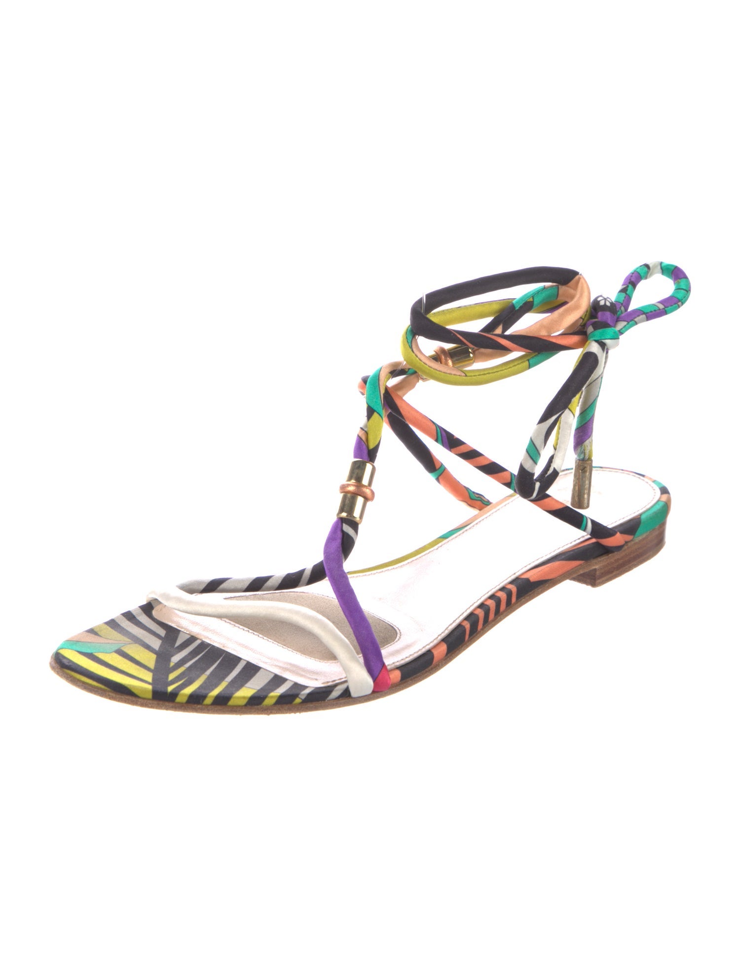 Emilio Pucci Satin Printed Gladiator Sandals