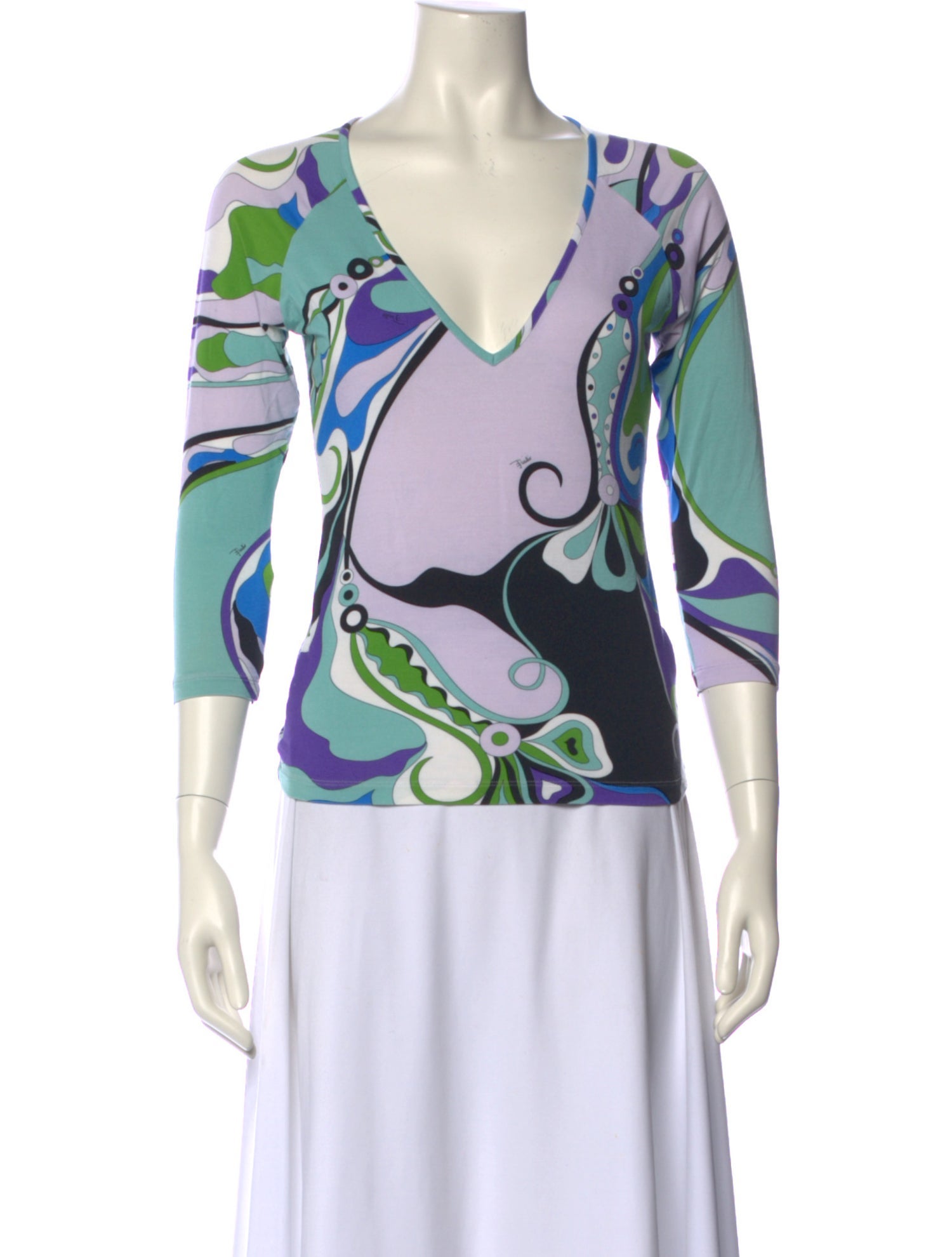 Emilio Pucci Printed V-Neck Top