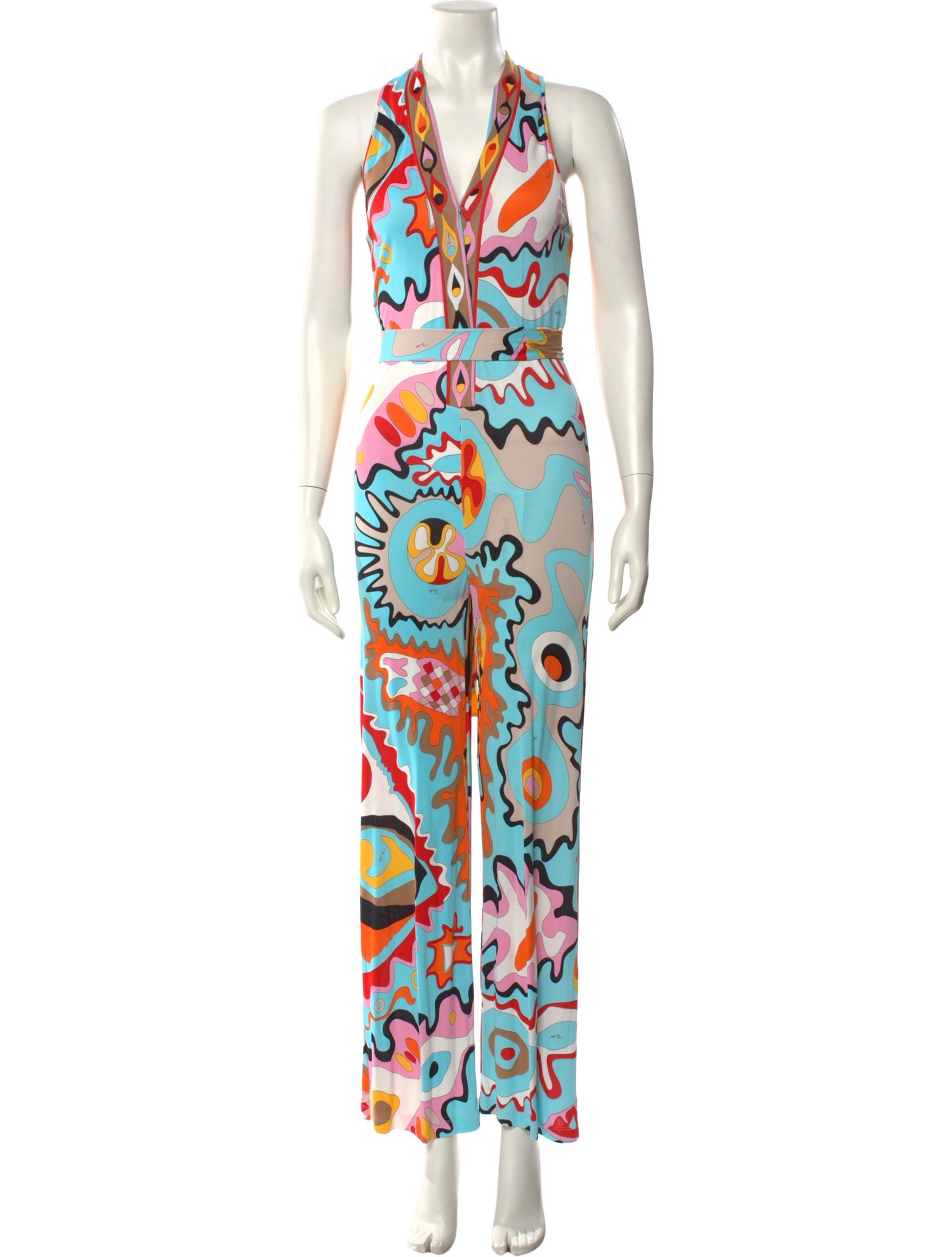 Emilio Pucci Printed V-Neck Jumpsuit