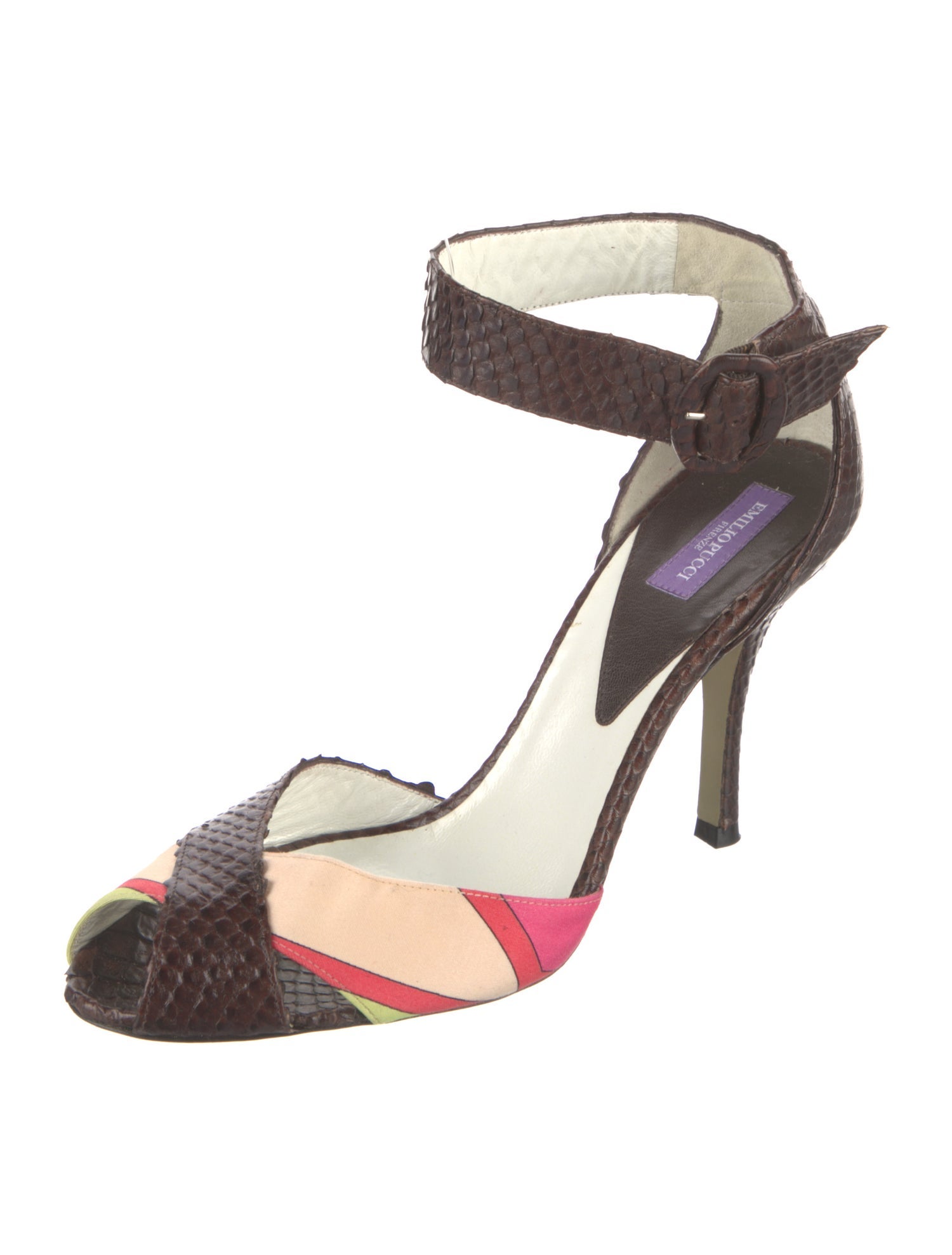 Emilio Pucci Snakeskin Colorblock Pattern Sandals