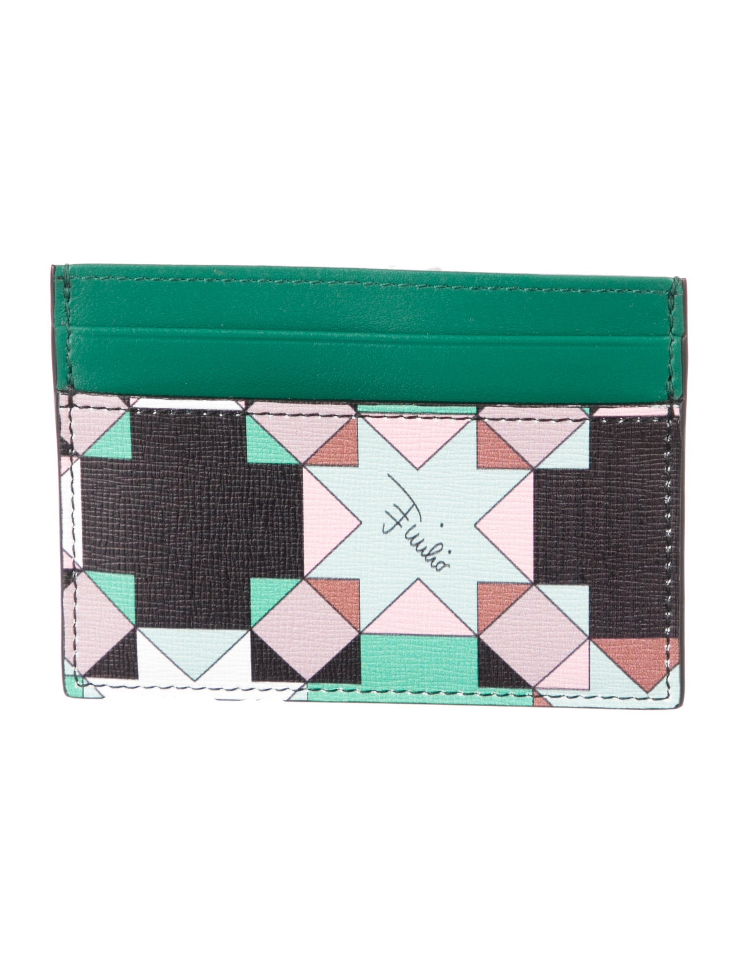 Emilio Pucci Leather Printed Card Holder
