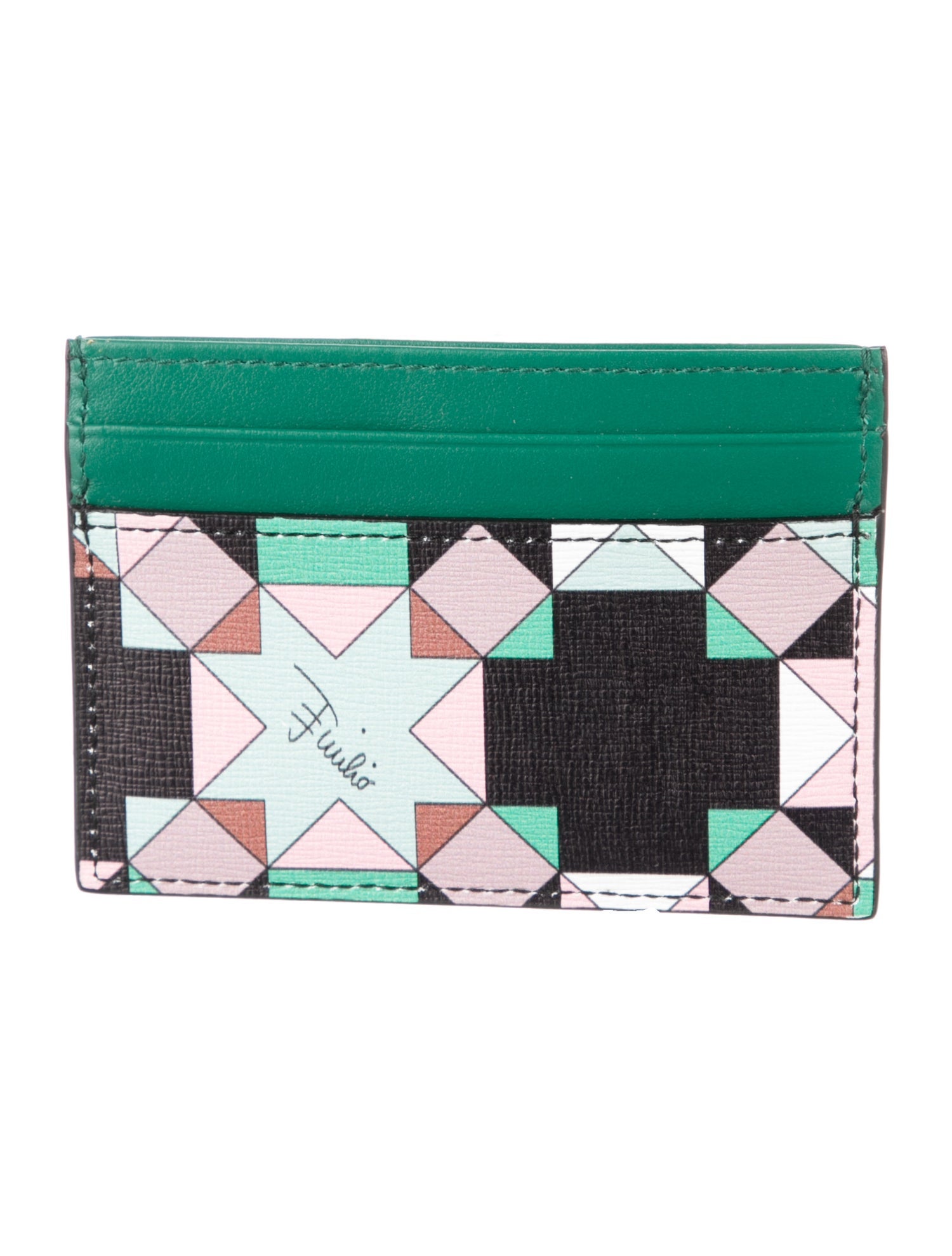 Emilio Pucci Leather Printed Card Holder