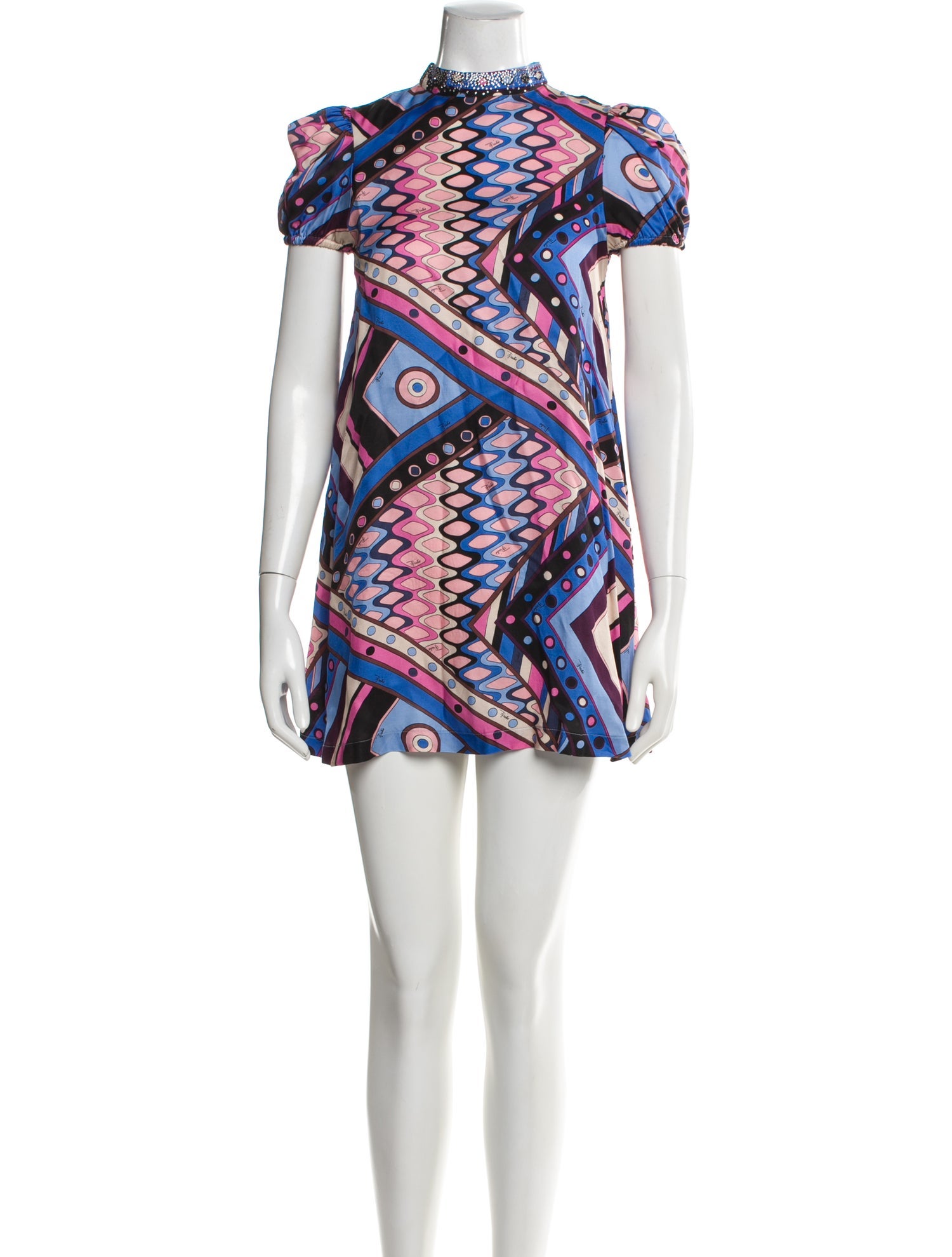 Emilio Pucci All Over Print Short Sleeve Dress