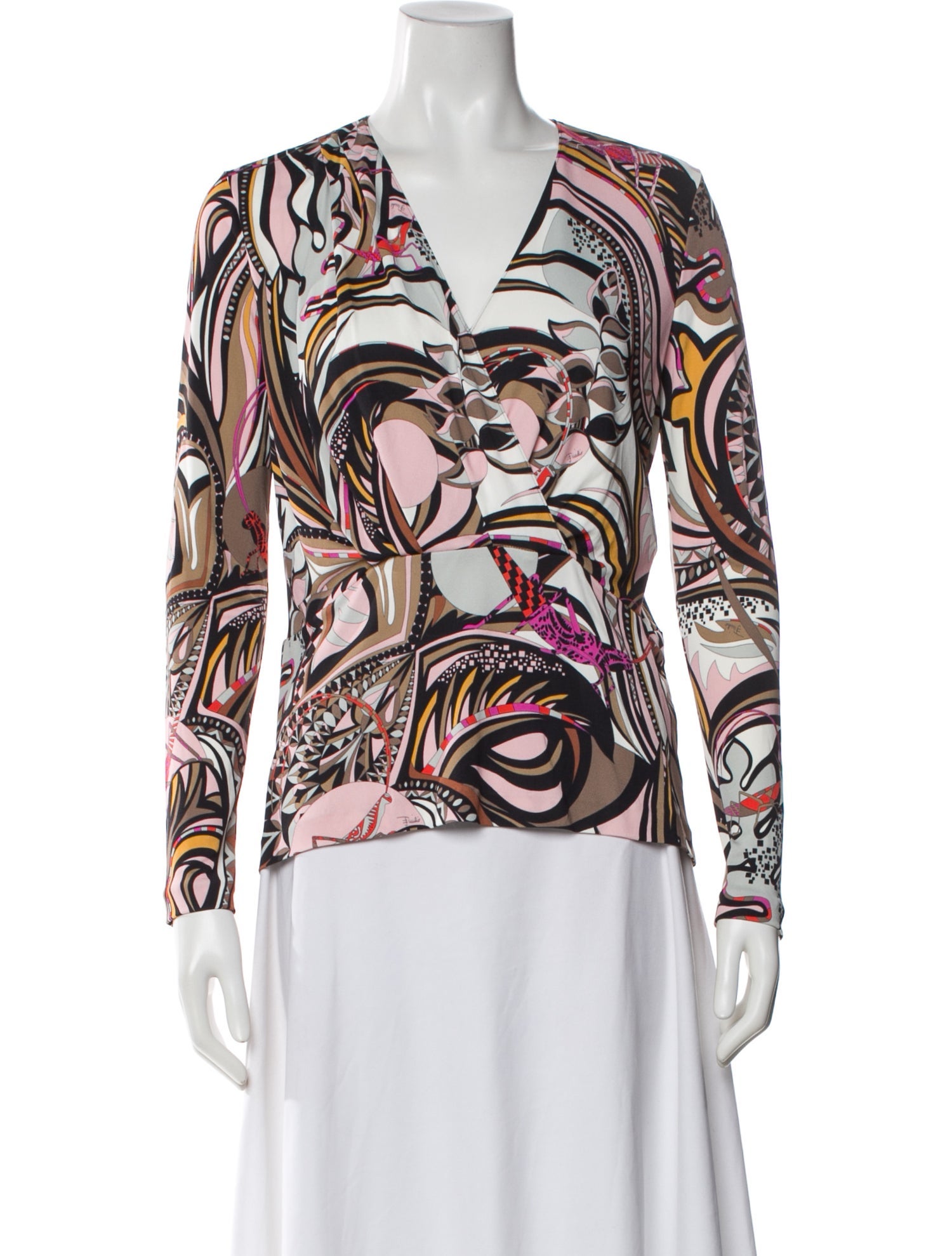 Emilio Pucci Patterned V-Neck Blouse
