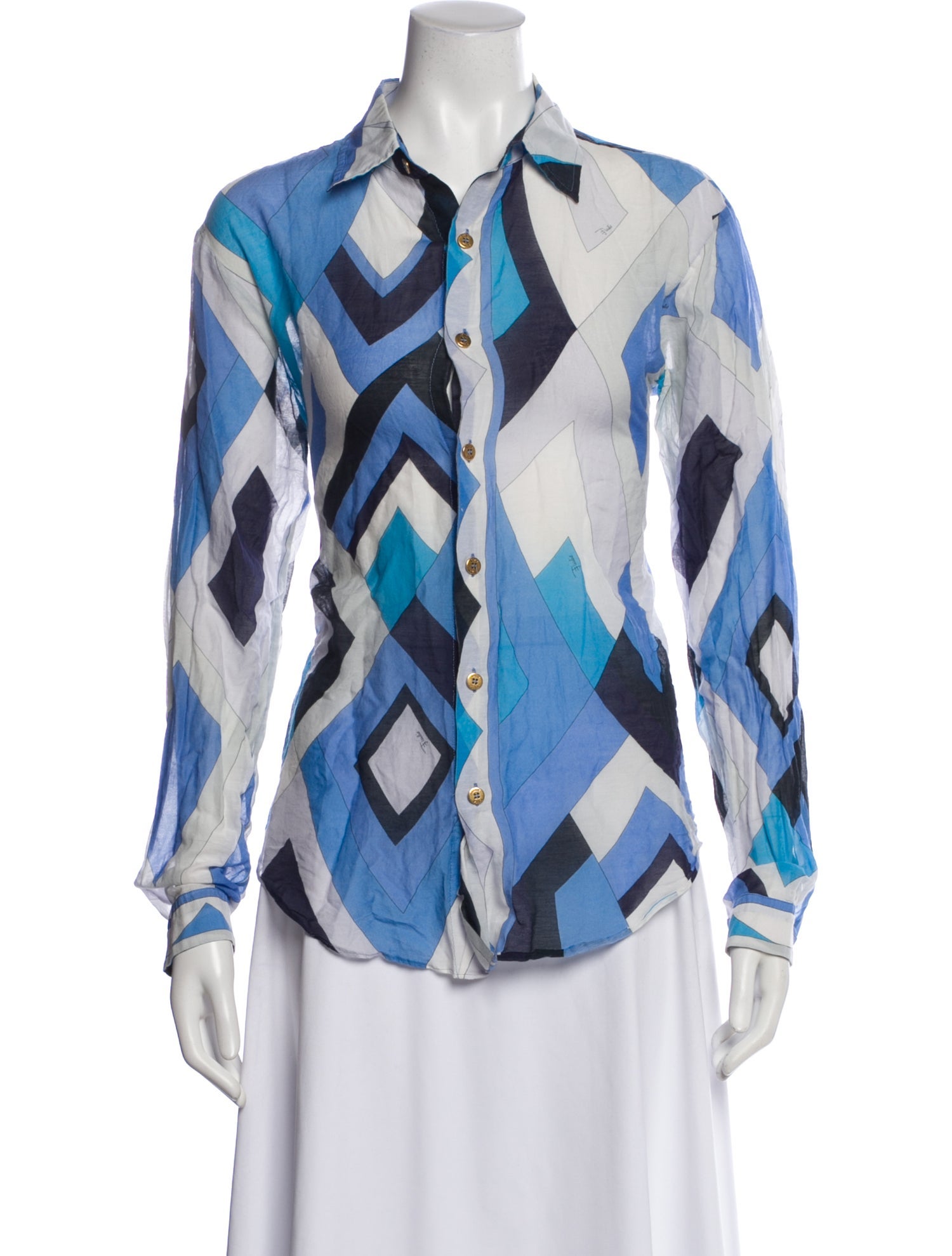 Emilio Pucci Patterned Long Sleeve Button-Up Top