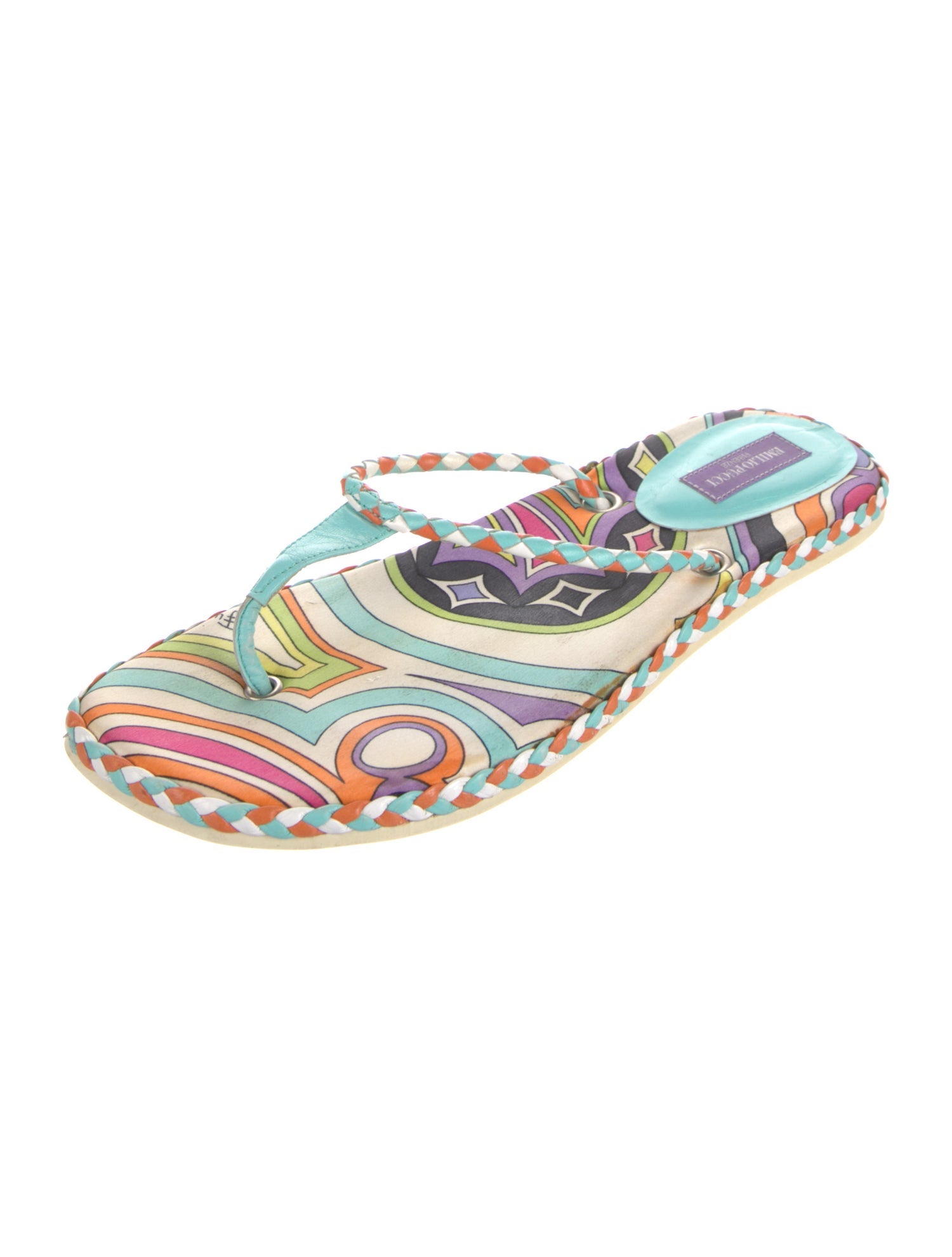 Emilio Pucci Leather Printed Slides