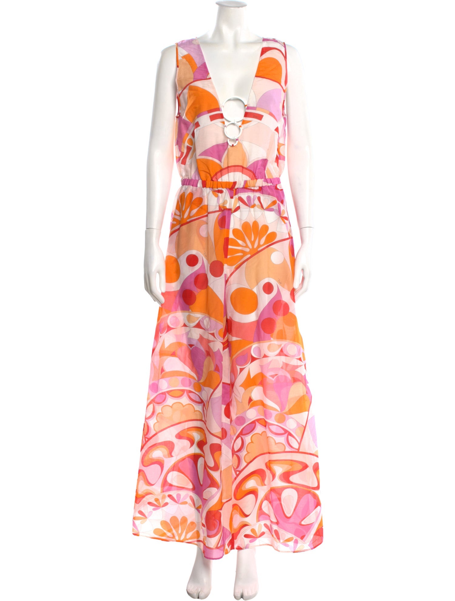 Emilio Pucci Printed Plunge Neckline Jumpsuit