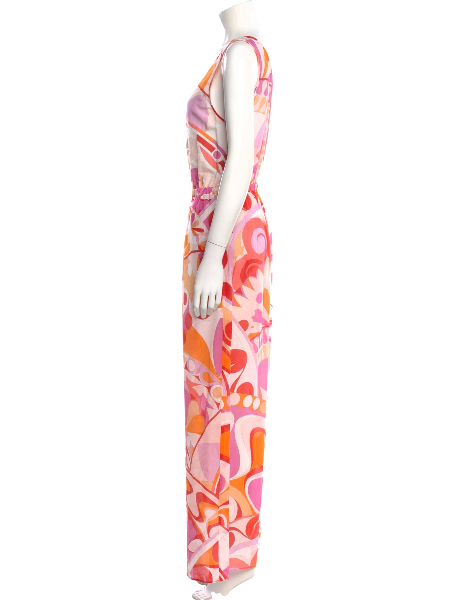 Emilio Pucci Printed Plunge Neckline Jumpsuit