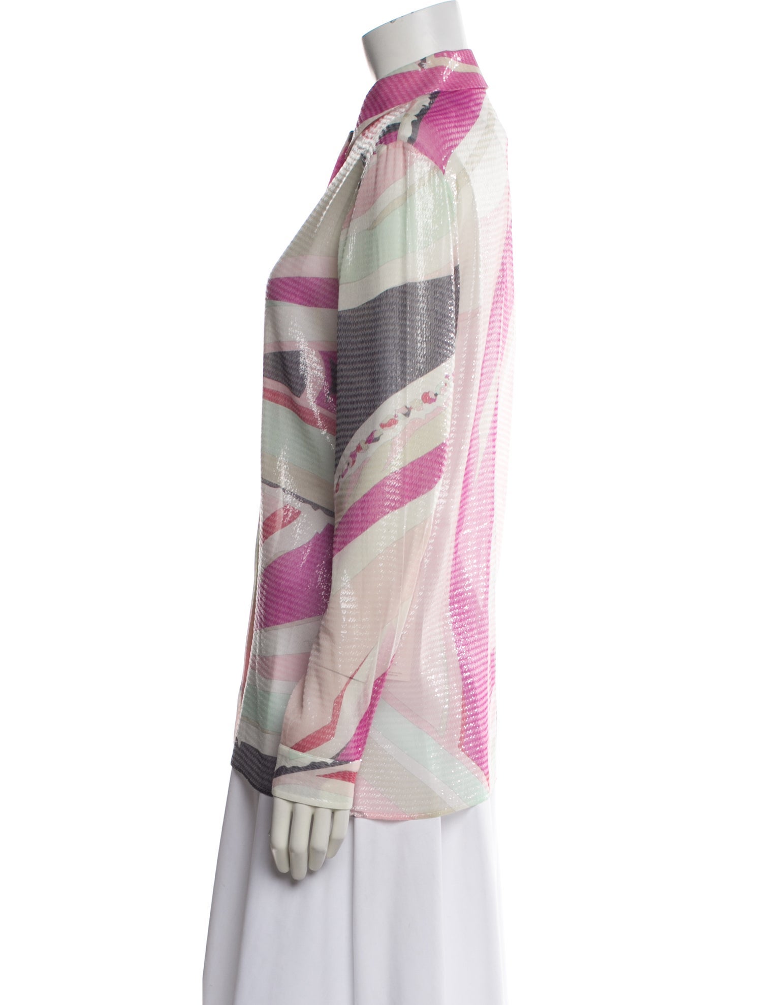Emilio Pucci Printed Long Sleeve Button-Up Top