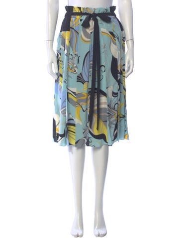Pre-owned Pucci Silk Midi Length Skirt In Blue