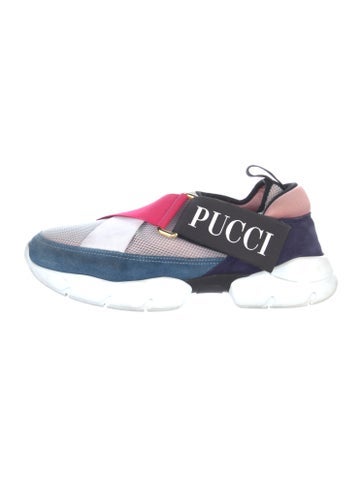 Pre-owned Pucci Mesh Colorblock Pattern Sneakers In Blue