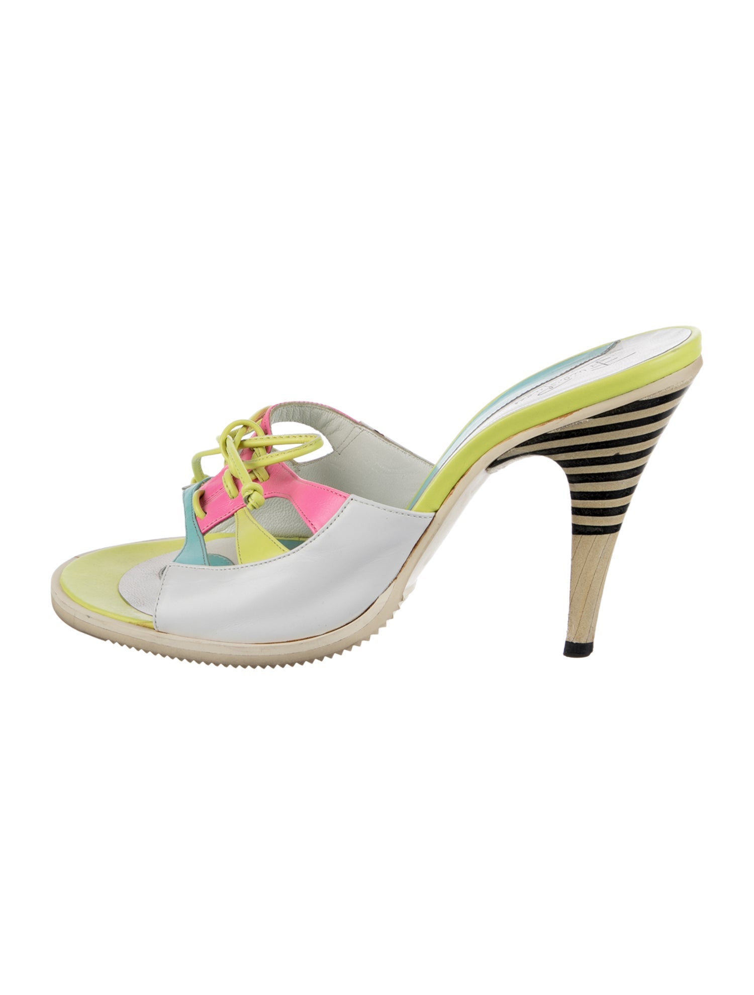Emilio Pucci Leather Colorblock Pattern Slides