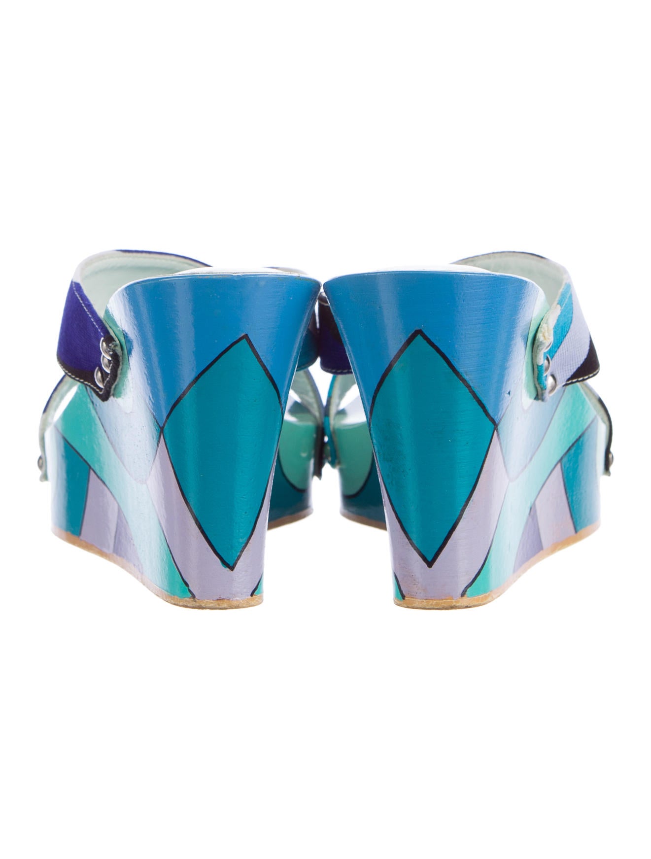 Emilio Pucci Printed Canvas Wedges Shoes EMI31735 The RealReal