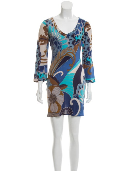 Emilio Pucci Floral Print Mini Dress Blue