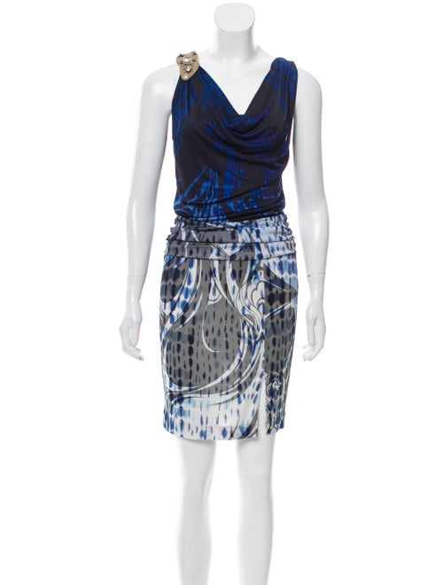 Emilio Pucci Abstract Print Ruched Dress navy