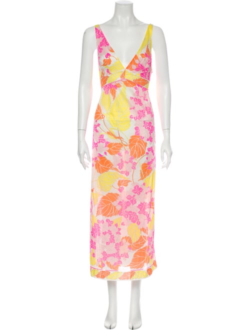 Emilio Pucci Floral Print Long Dress Pink