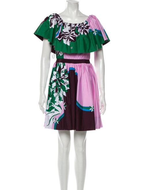 Emilio Pucci Floral Print Mini Dress Green