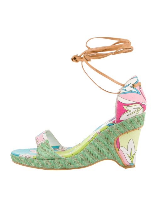Emilio Pucci Floral Print Sandals Green