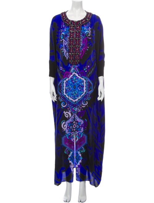 Emilio Pucci Silk Long Dress Blue