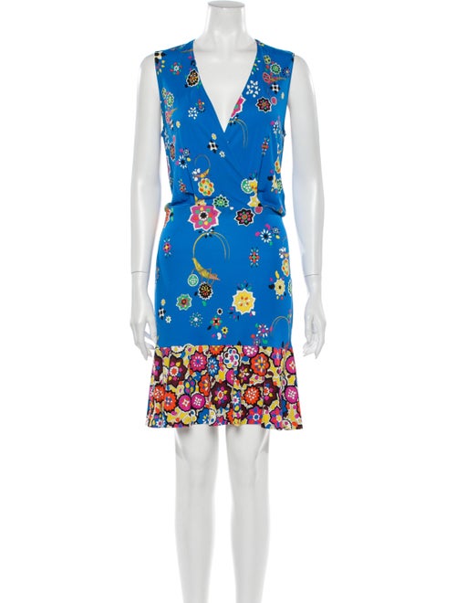 Emilio Pucci Floral Print Mini Dress Blue