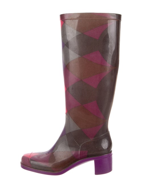 Emilio Pucci Plaid Print Rain Boots Purple
