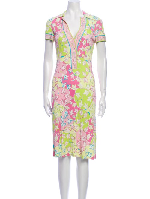 Emilio Pucci Floral Print Knee-Length Dress Yellow