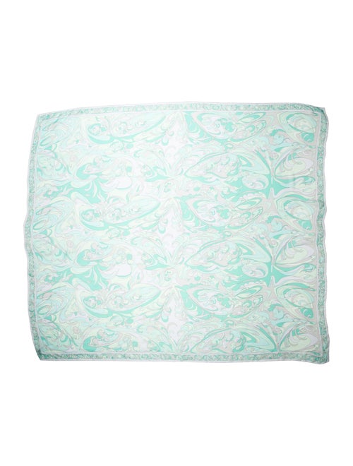 Emilio Pucci Silk Printed Scarf Green