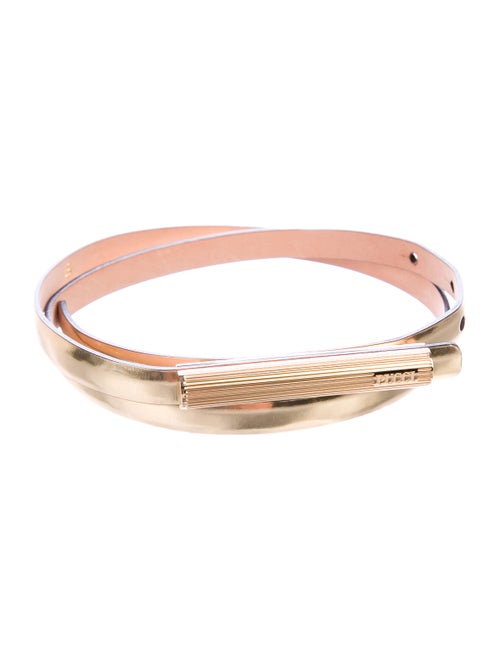 Emilio Pucci Metallic Skinny Belt Gold