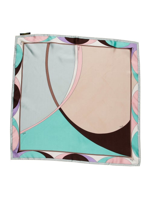 Emilio Pucci Silk Abstract Print Scarf Beige