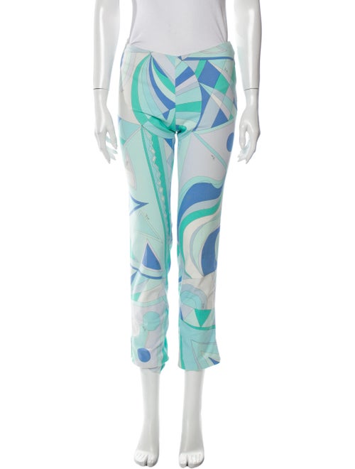 Emilio Pucci Printed Straight Leg Pants Blue