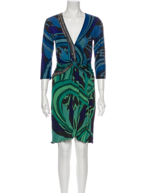 Emilio Pucci Printed Knee-Length Dress Blue
