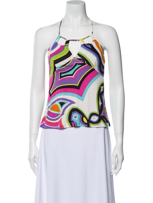 Emilio Pucci Printed Halterneck Top Orange