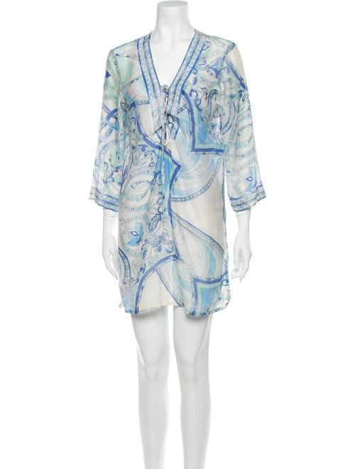 Emilio Pucci Paisley Print Mini Dress Blue