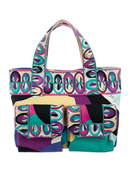 Emilio Pucci Printed Canvas Tote Blue