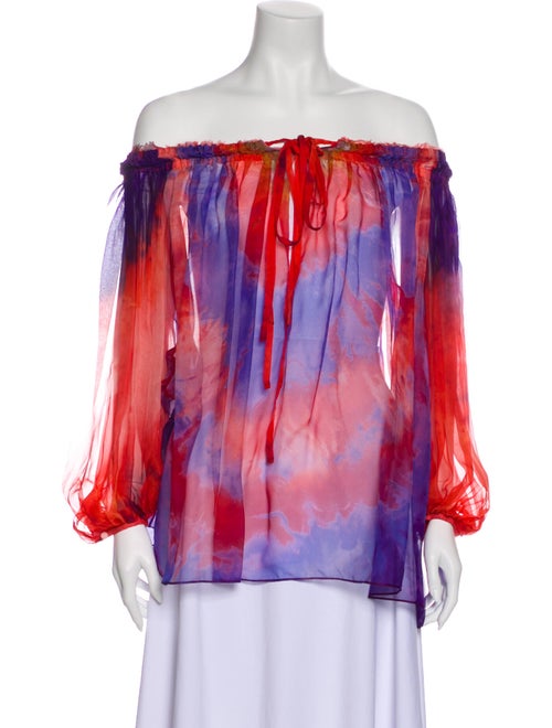 Emilio Pucci Silk Tie-Dye Print Blouse Blue