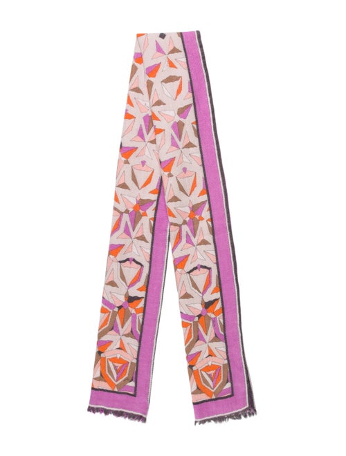 Emilio Pucci Wool Abstract Print Scarf Purple