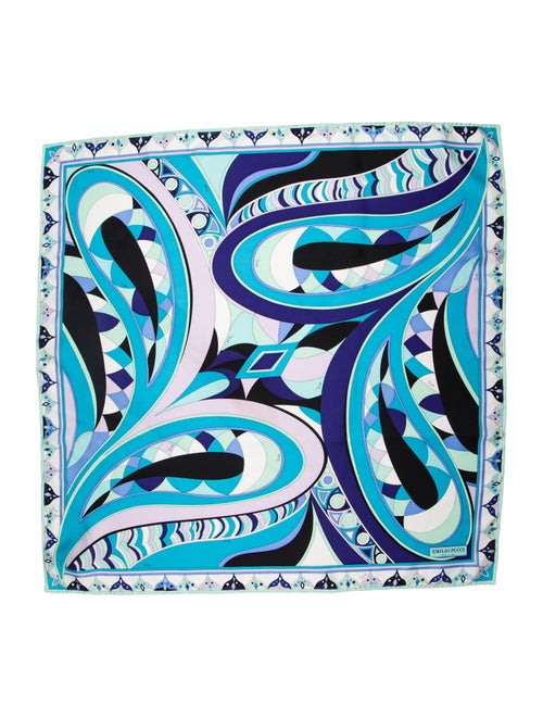 Emilio Pucci Silk Print Scarf blue