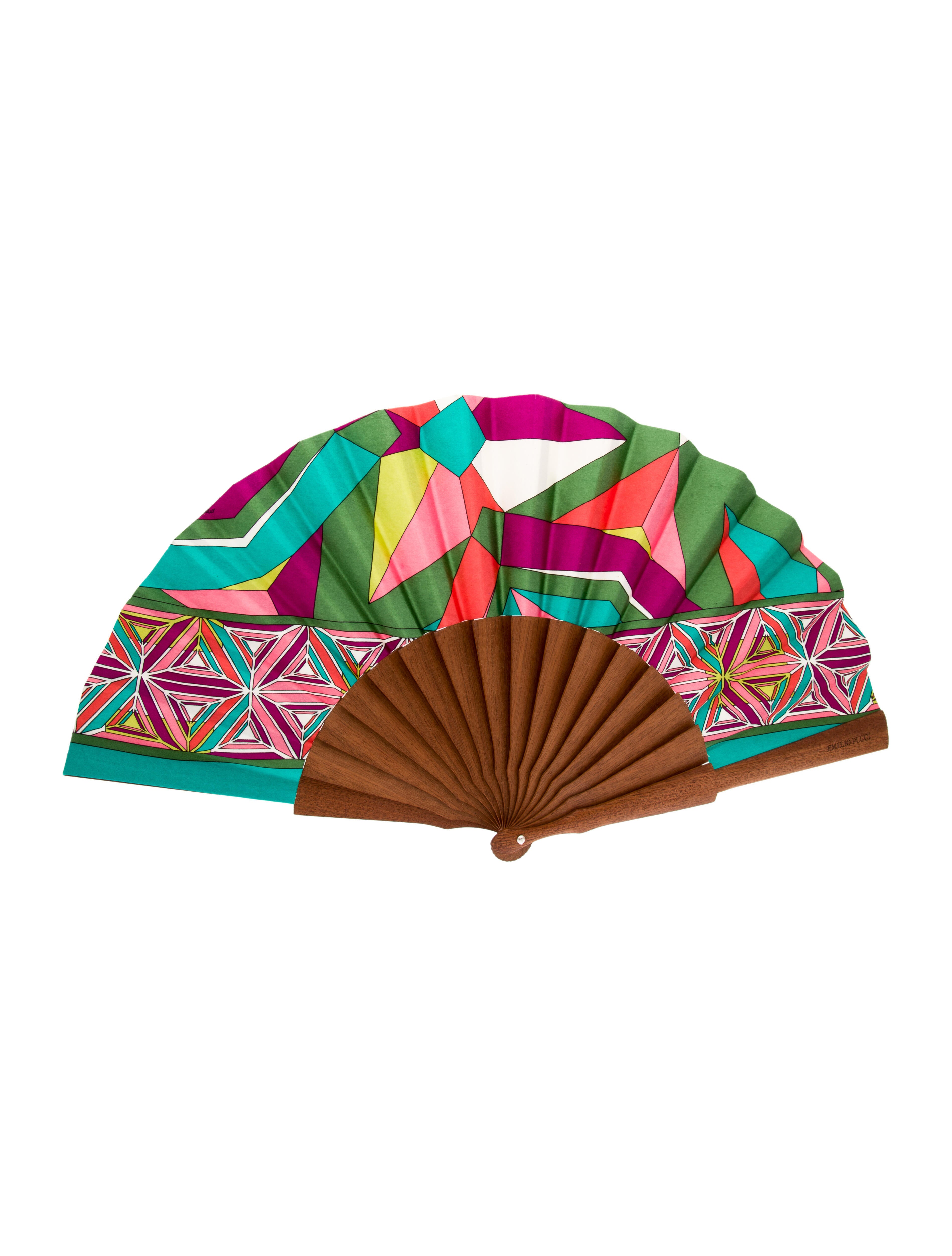 EMILIO PUCCI - kanae Emilio Pucci Silk & Wood Fan - Green - EMI99786 | The RealReal