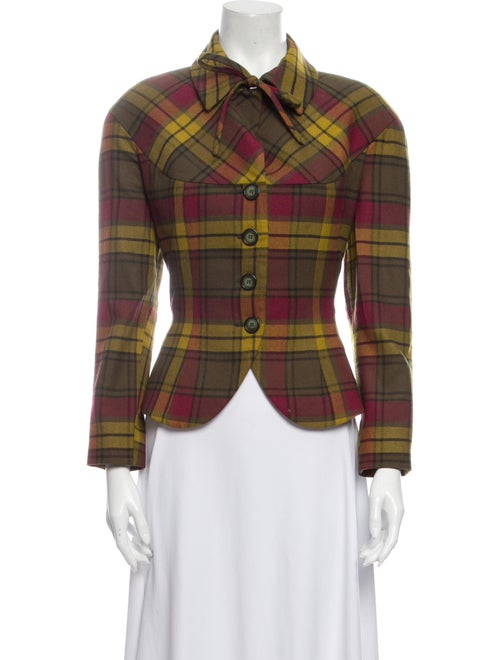 Emmanuelle Khanh Plaid Print Blazer Green
