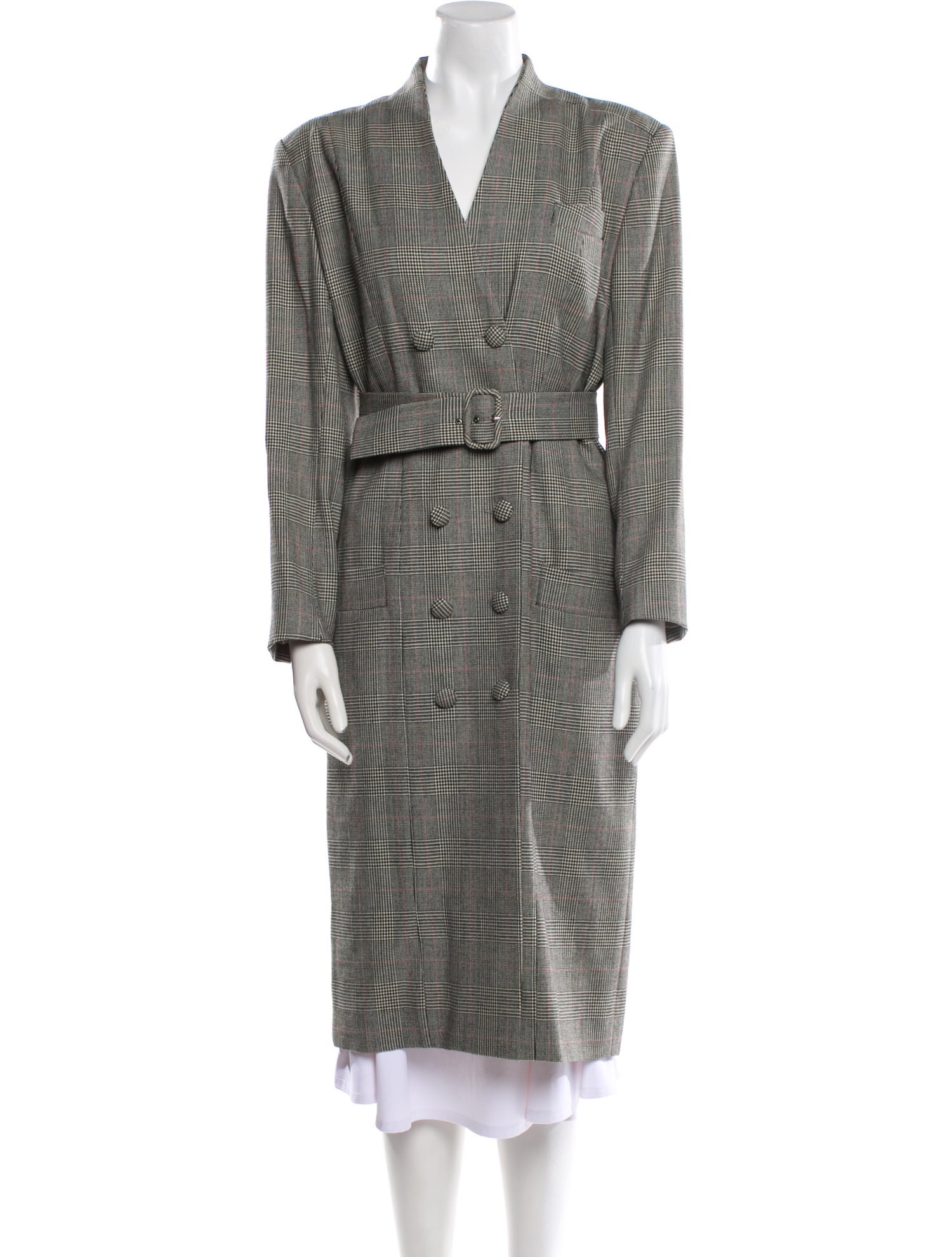 Emmanuelle Khanh Wool Plaid Print Coat
