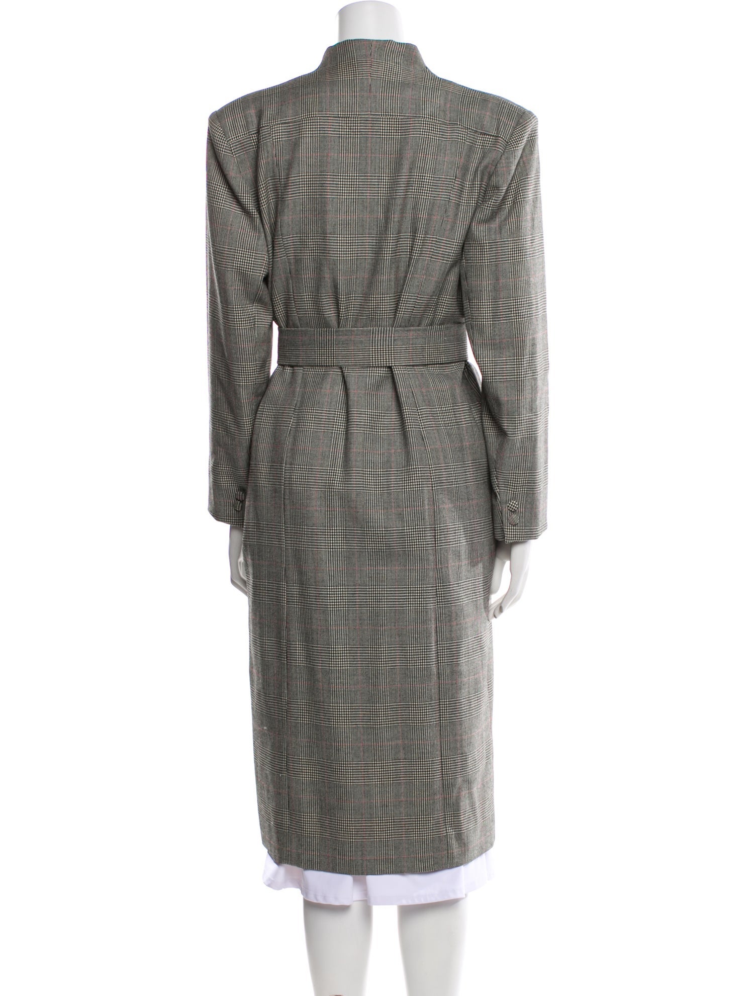 Emmanuelle Khanh Wool Plaid Print Coat