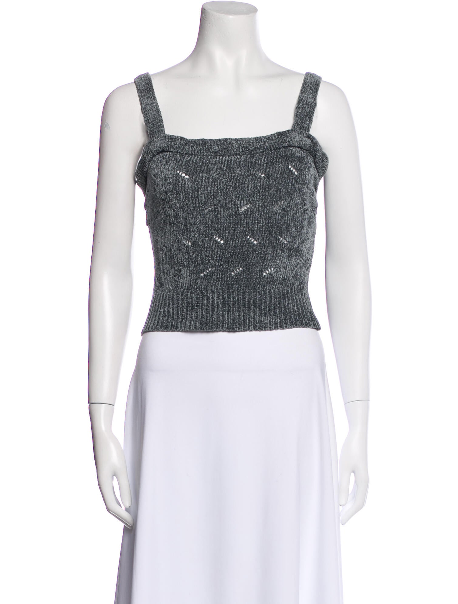 Emmanuelle Khanh Printed Square Neckline Crop Top