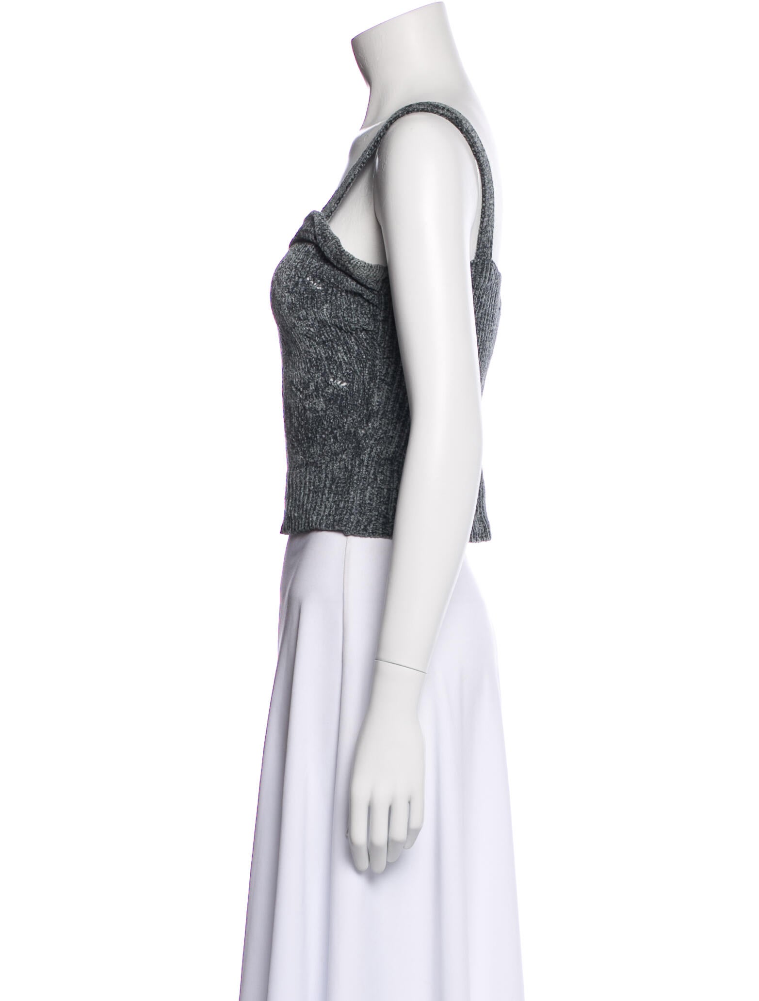 Emmanuelle Khanh Printed Square Neckline Crop Top