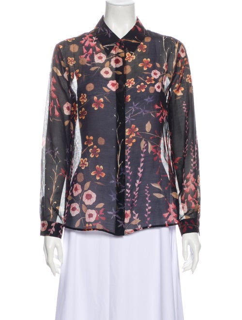 Emporio Armani Floral Print Long Sleeve Button-Up