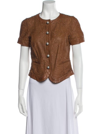 Emporio Armani Lamb Leather Tweed Pattern Evening Jacket