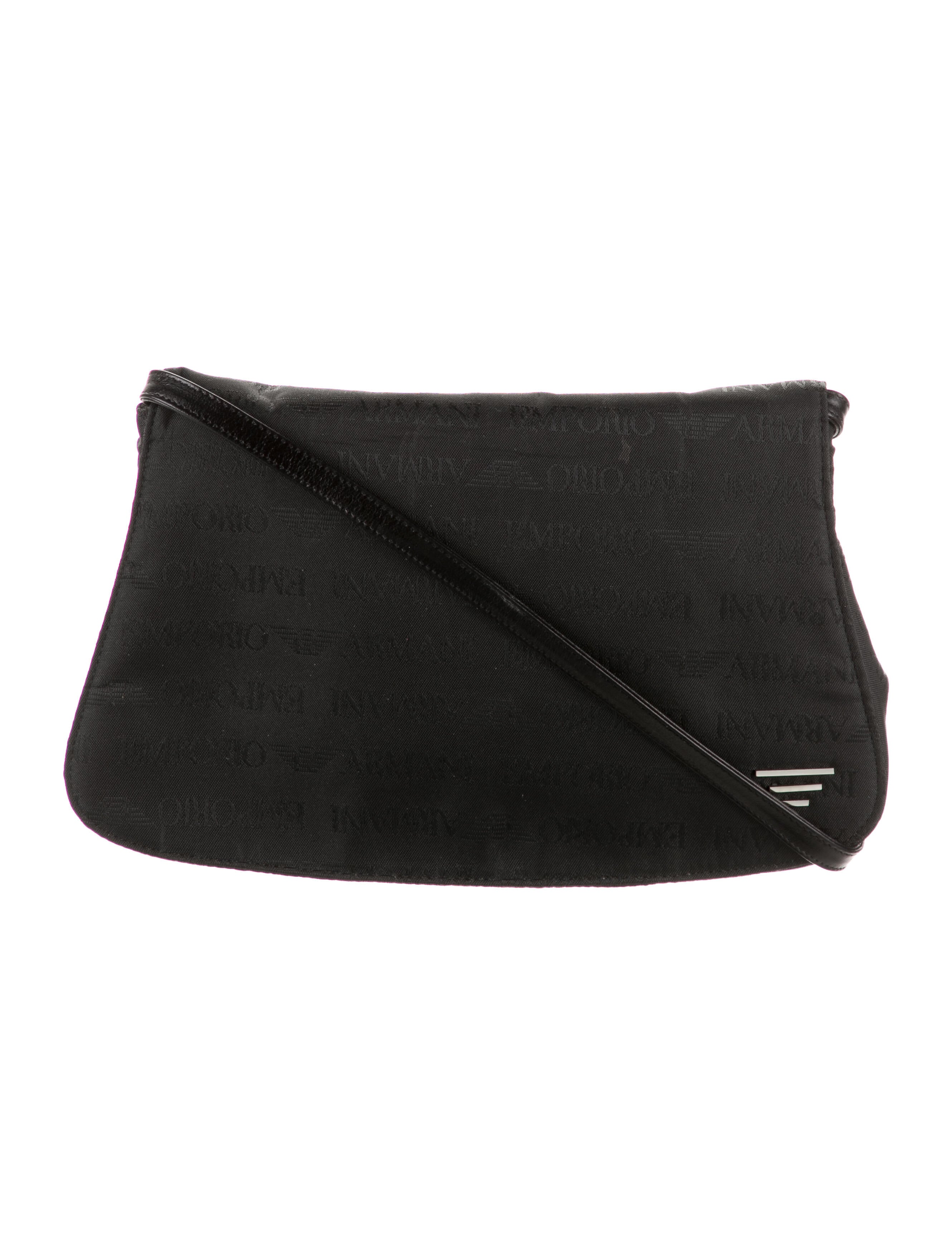 Emporio Armani Logo Nylon Shoulder Bag Black Shoulder Bags, Handbags EMP41045 The RealReal