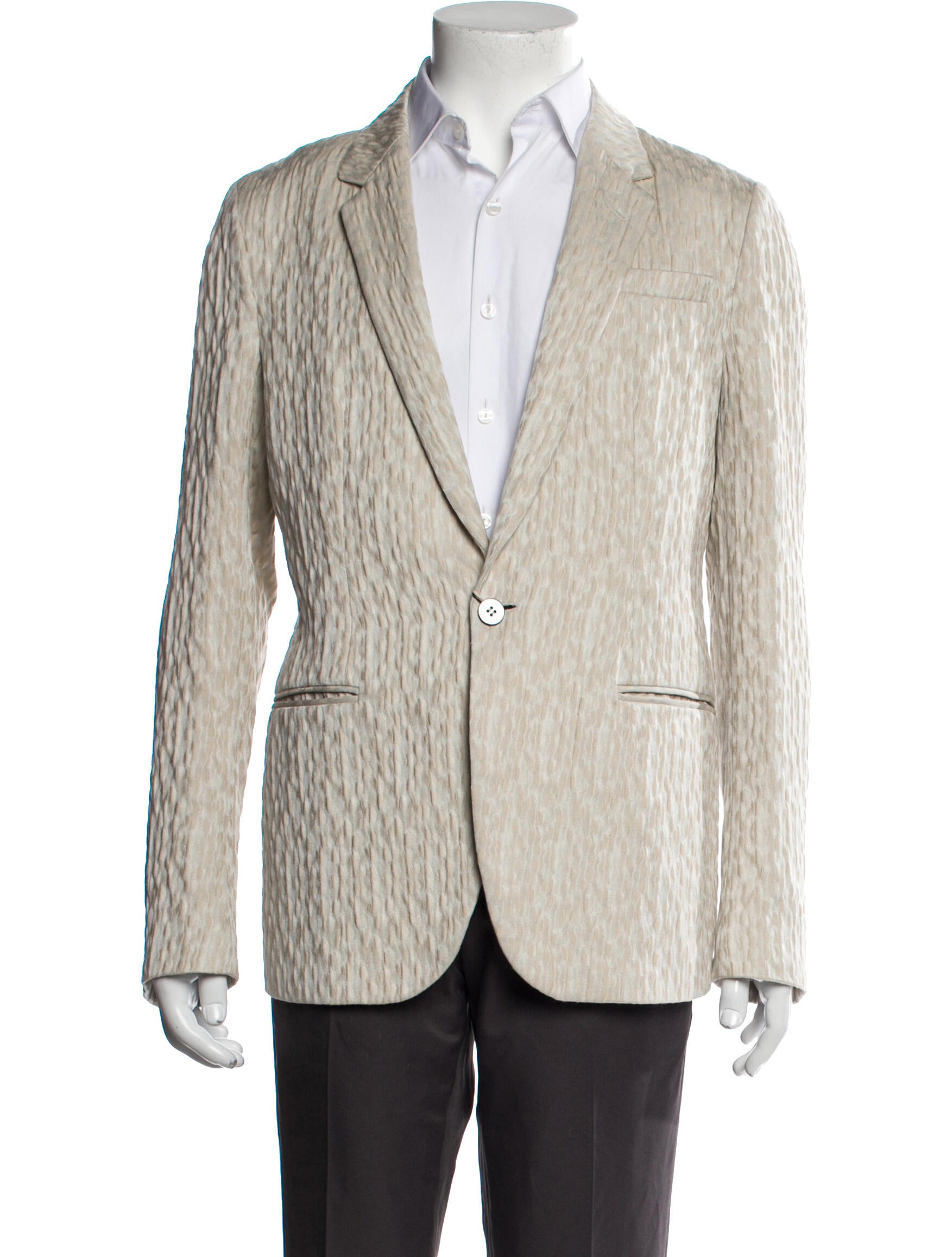 Emporio Armani Printed Sport Coat Neutrals Suiting, Clothing