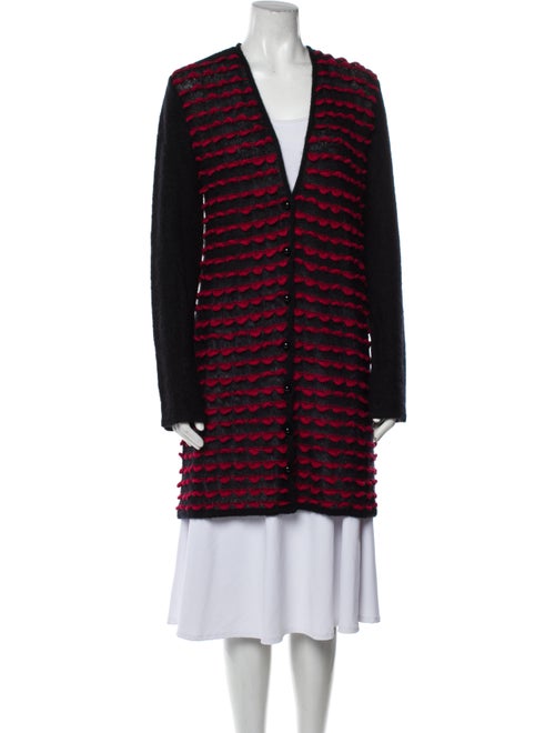 Emporio Armani Striped Plunge Neckline Sweater